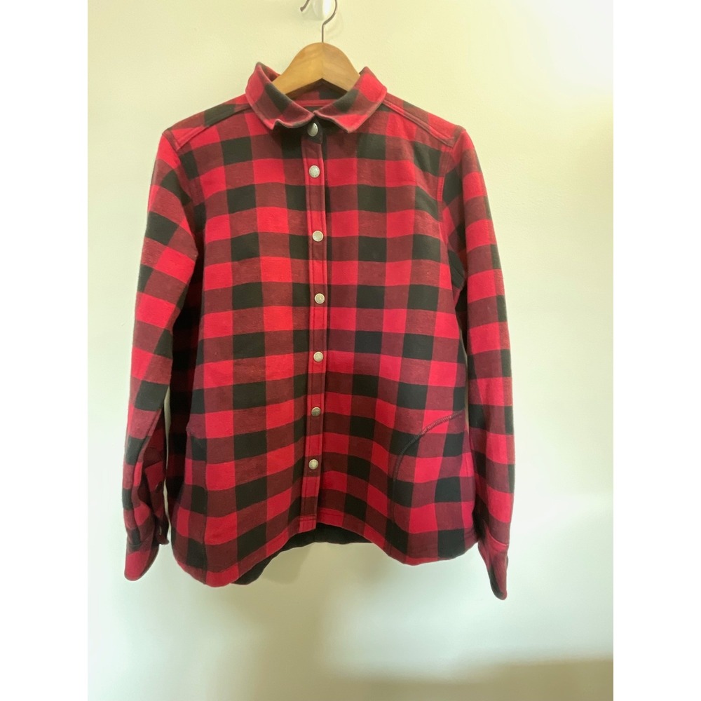 Orvis Womens Size L Fleece Cabin Core Buffalo Plaid Flannel Jacket Shacket Fall